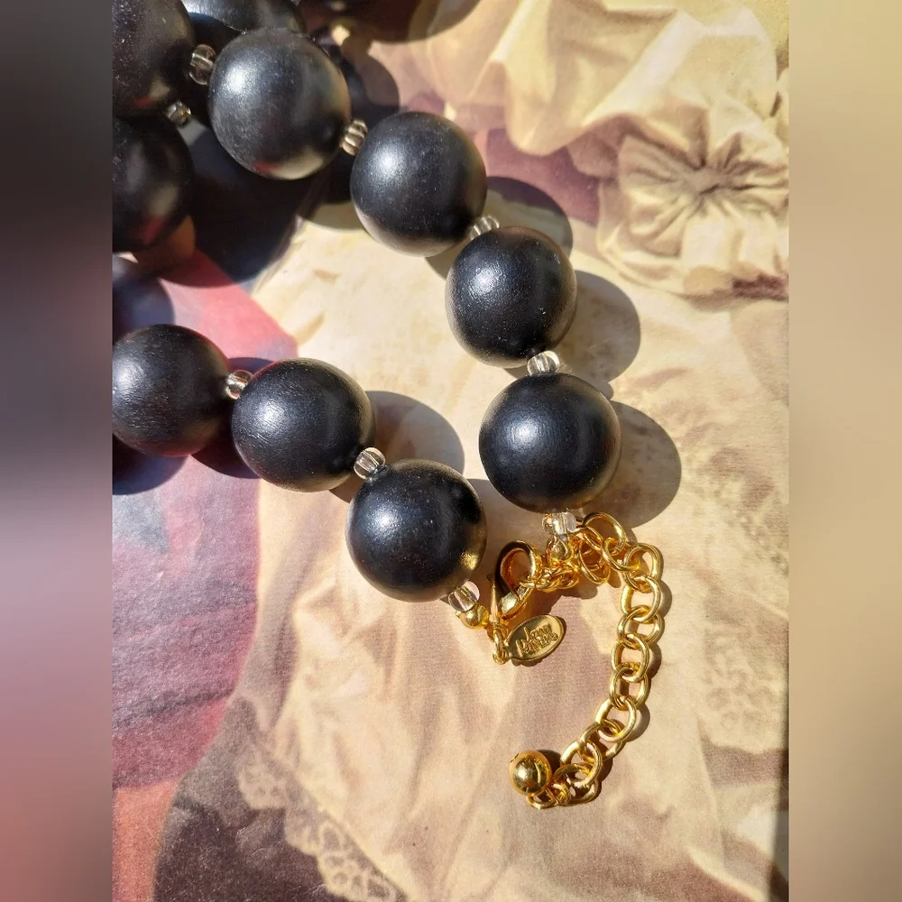 Wood Black Beaded Necklace - Picture 5 of 9